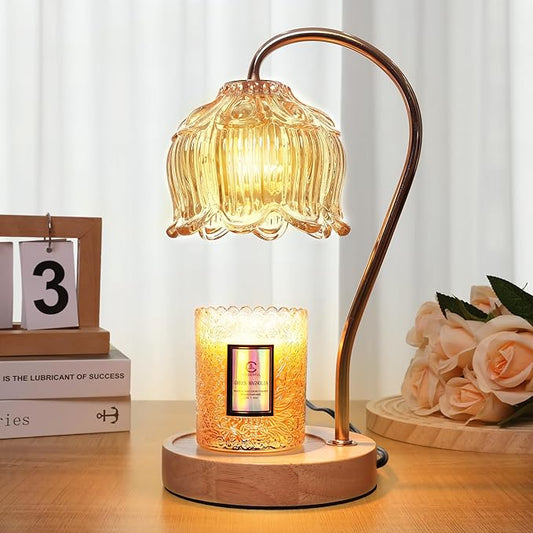 Dimmable Flower Candle Warmer Lamp with Timer - Fits All Jar Scented Candles - Unique Birthday & Mother's Day Gift for Women