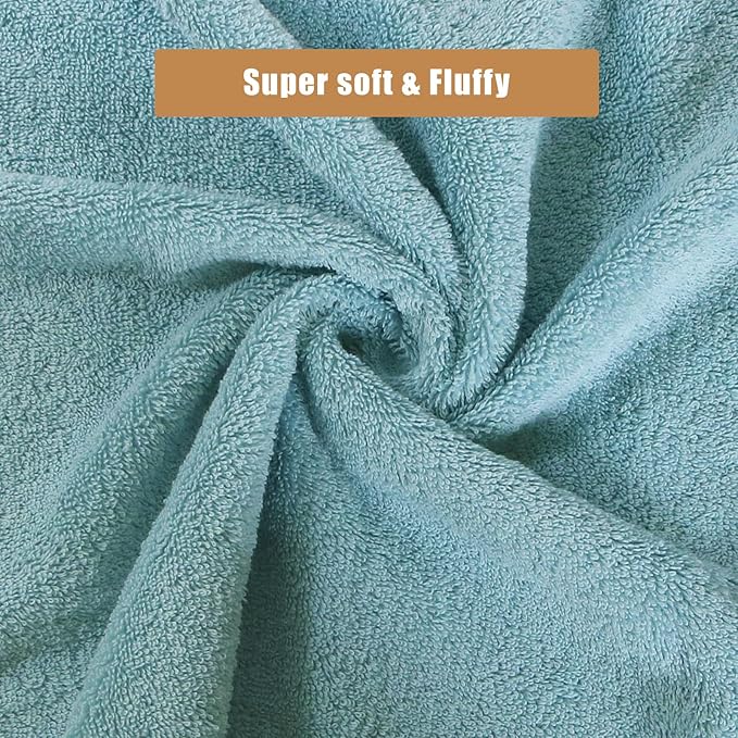 SEMAXE Hand Towel for Bathroom, 100% Combed Cotton Towel with Hanging Loop, Hotel Quality Absorbent Towel, Solid Colored Simple Style, 1 Pc Blue Hand Towel, 550 GSM, 27" L x 16" W