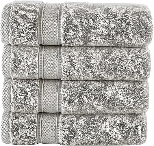 NOVA Luxury Linen - Hotel Quality Turkish Towel Set for Bathroom (4 Pcs Washcloth Set, Mirage Grey)
