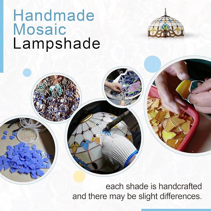 Tiffany Floor Lamp 3 Lights Baroque Stained Glass Standing Reading Light Antique Pole Corner Lamp for Living Room Bedroom Home Office,15.74 inch