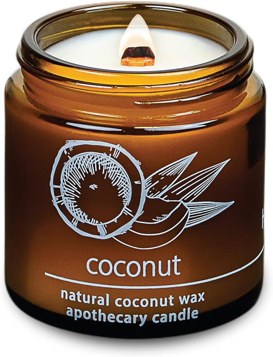 Hemlock Park Crackling Wood Wick Candle Handcrafted with Natural Coconut Wax (Small 4 oz, Coconut)