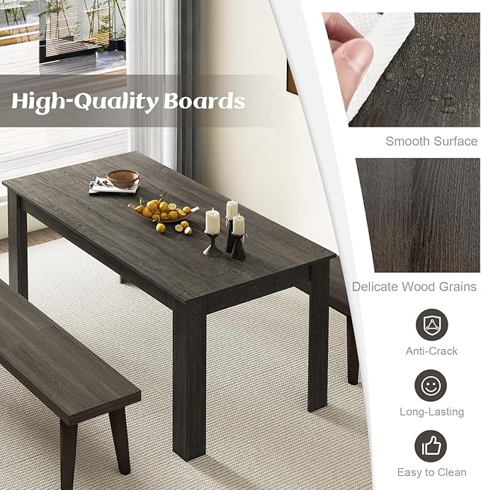 Giantex Dining Table, 63" L x 31.5" W x 30" H Large Farmhouse Center Table with 330LBS Capacity, Kitchen Table for Living Room, Home Office, Dinette, Dinner, Dining Room, Restaurant, Grey