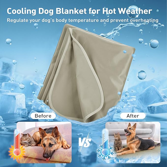 Kritter Planet Waterproof Cooling Dog Mat, Soft Pet Blanket for Summer, Lightweight Outdoor Mat, Reversible Furniture Cover, 20 x 30 inch, Taupe