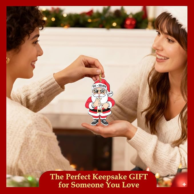 Santa Handsign 67 Christmas Ornament, 67 Ornament, Santa Says Six Seven Ornaments, Christmas Decorations 2025, 67 Meme Funny Ornaments, 67 Gifts Stocking Stuffer Teens, 67 Stuff for Genz