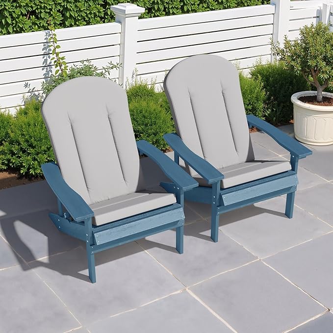 Crestlive Products Adirondack Chair Cushion Outdoor Rocking Chair Cushion Water Resistant 50x20x2 Inch High Back Patio Replacement Cushions, Light Grey