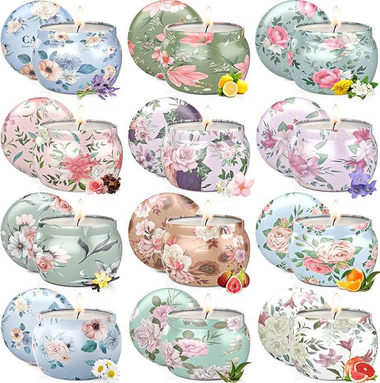 BlissfulOasis Scented Candles Set, 30 oz 12 Pack Candles for Home Scented, 180-240 Hours Christmas Candles Present Set for Women and Men, Soy Wax Candles for Holidays, Birthday, Valentine's Day