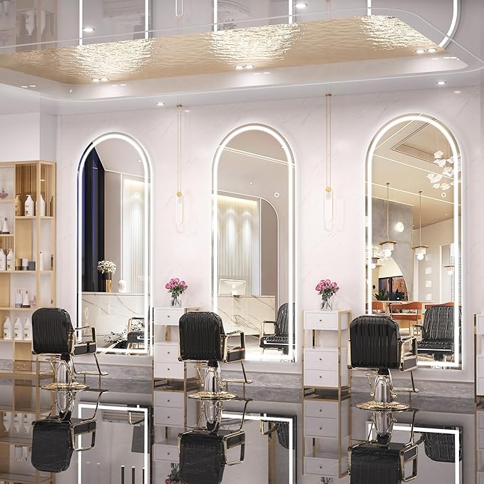 Hasipu 71" X 32" Full Length Mirror with Lights, White Frame Arch Led Mirror Full Length and 3 Colors Temperatures & Brightness Adjustable,Light Up Mirror Full Body for Bedroom Cloakroom Living Room