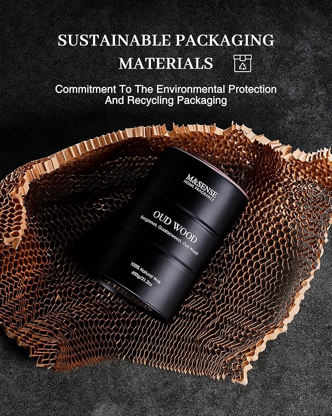 M&SENSE Oud Wood Large Scented Candles Natural Soy Wax, 21.2oz Long Lasting Up to 120 Hours Burning Time, Unique Candle Gifts for Men Women