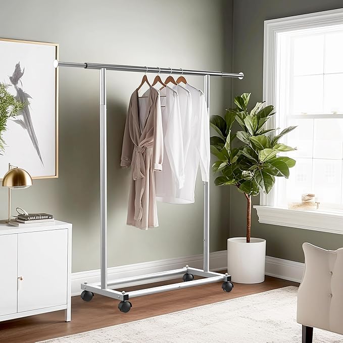 Simple Houseware Standard Rod Garment Rack, Silver