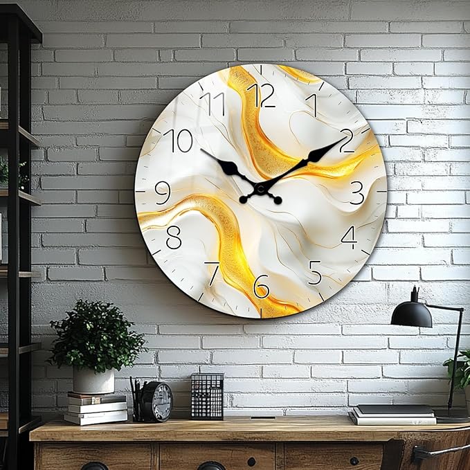 Big Wall Clock for Living Room 20 Inch Wooden Round Clocks Battery Operated Modern Silent Wall Clock Non Ticking