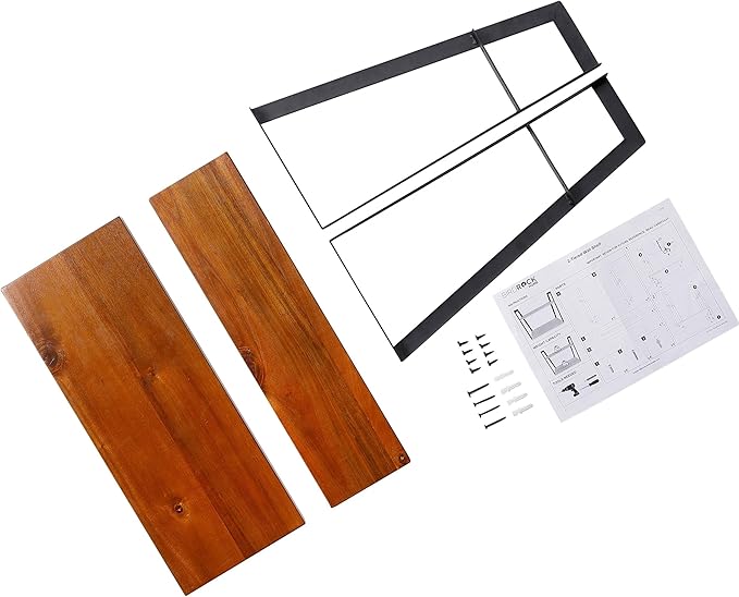 BIRDROCK HOME 2-Tiered Wall Shelf - Wood Metal Floating Wall Shelves - Home Decor - Decorative Hanging Shelves - Rustic Farmhouse - Bathroom Bedroom Living Room