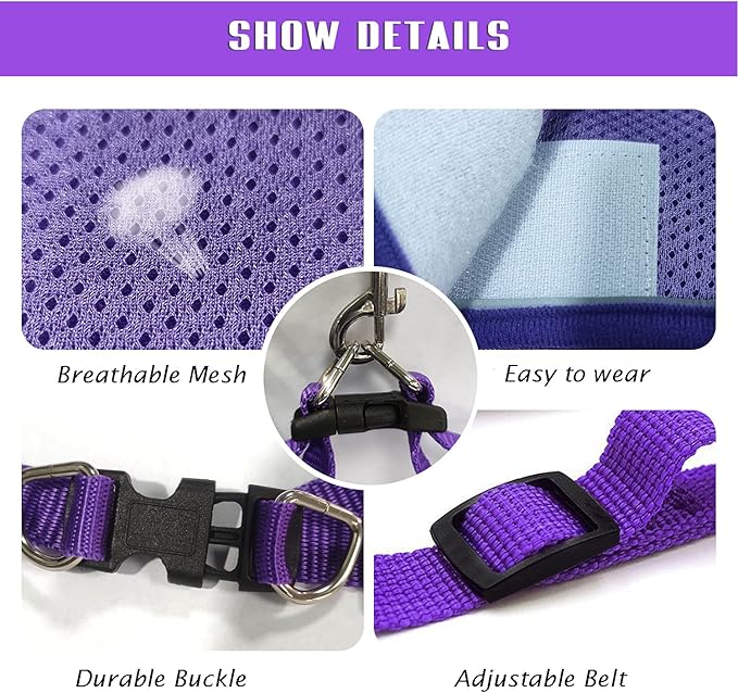 FEimaX Dog Harness and Leash Set, No-Pull Breathable Soft Mesh Puppy Vest Harness Reflective Adjustable Pet Harnesses for Small Medium Dogs and Cats - Outdoor Easy Control for Walking (XS, Purple)
