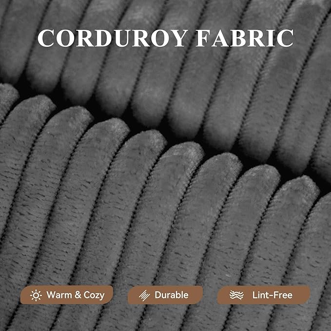 Modular Sectional Sofa with L-Shape Chaise,Cloud Sectional Modern Sleeper Couch with Deep Seat,Sponge Compression Sofas No Assembly Required (Dark Gray-Corduroy Fabric) 1PCS