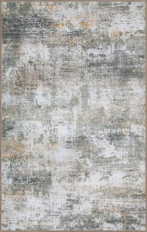 WILLSUN Washable Area Rugs, 5x7 Non-Slip Boho Large Area Rugs for Living Room, Bedroom, Machine Washable Vintage Rug, Indoor Floral Print Carpet for Home Decor, Kid & Pet Friendly Mat