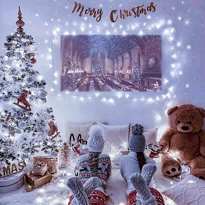 JMEXSUSS 66ft 200 LED White Christmas Lights Indoor Outdoor, Connectable String Twinkle Lights Outdoor Clear Wire Plug in for Bedroom House Fireplace Christmas Tree Decoration