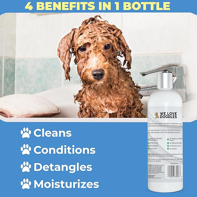 We Love Doodles Dog Conditioner & Dog Shampoo - 2-in-1 Conditioner for Allergies & Itching, Lotion Treatment for Dogs, for Matted Pet Hair, Sensitive Skin Shampoo for Puppies, Made in The USA