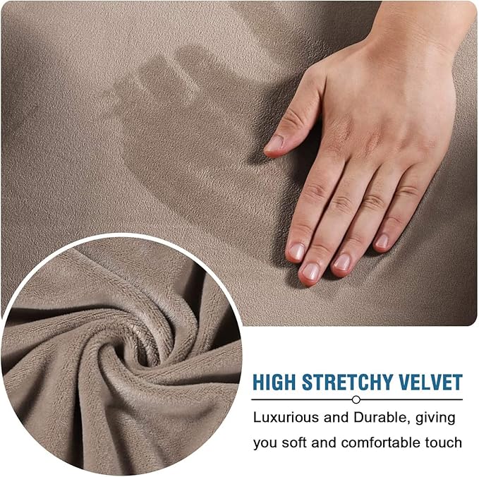 Velvet Plush Ergonomic Comfortable Office Chair Cover - Cat Proof Stretchable Protector for Mesh Office Desk Chair with Wheels and Armrest - Comfy Executive Office Chair for Adults, Khaki, XL