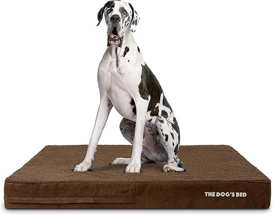 The Dog’s Bed Orthopedic Memory Foam Dog Bed, XXL Brown Plush 54x36, Pain Relief for Arthritis, Hip & Elbow Dysplasia, Post Surgery, Lameness, Supportive, Calming, Waterproof Washable Cover