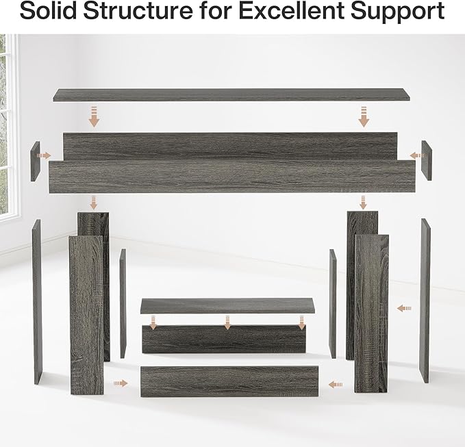 Tribesigns 63" Console Table, Farmhouse 2-Tier Entryway Table with U-Shaped Base, Narrow Long Wood Sofa Table Behind Couch Table for Living Room, Hallway, Foyer, Dark Gray