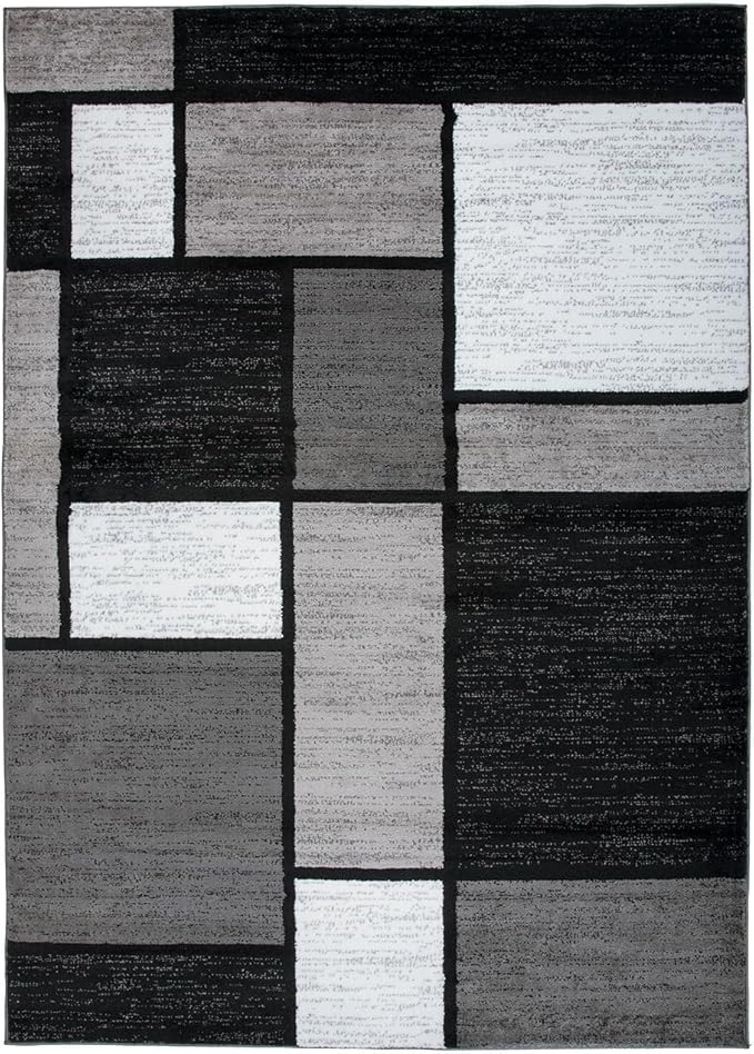 Rugshop Contemporary Modern Boxes for Entryway,Home Office,Living Room,Bedroom,Kitchen Non Shedding Area Rug 4' x 6' Gray