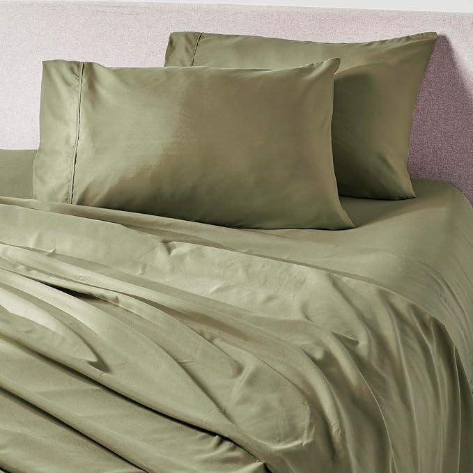 PeachSkinSheets Sage Green Sheet Set - 1500tc Level of Softness - Extra Soft Cooling Sheets for Hot Sleepers and Night Sweats - California King Size