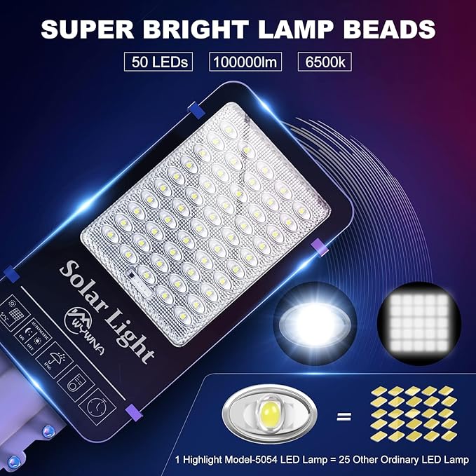 6000W Solar Street Lights Outdoor - 6500K Solar Parking Lot Lights Commercial Dusk to Dawn, Heavy Duty Split Type LED Solar Street Light Remote Control, Street Lights Solar Powered for Yard (2Pack)