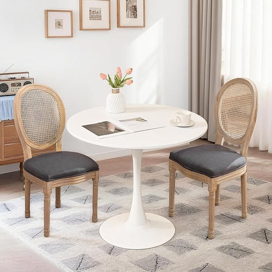 SoarFlash Kitchen Table and Chairs for 2, 31.5" Dining Table Set for 2 with French Dining Chairs, 3 Piece Round Kitchen Table Set, Dining Room Table Set for Small Space, Apartment