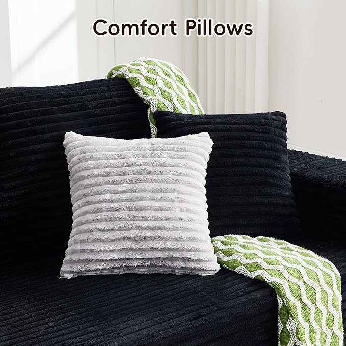 108" Boneless Couches for Living Room, Modular Sectional Sofa with Oversized Chaise, L-Shape Cloud Couch with Deep Seat, High-Density Memory Foam, No Assembly Required, Plush Corduroy Black