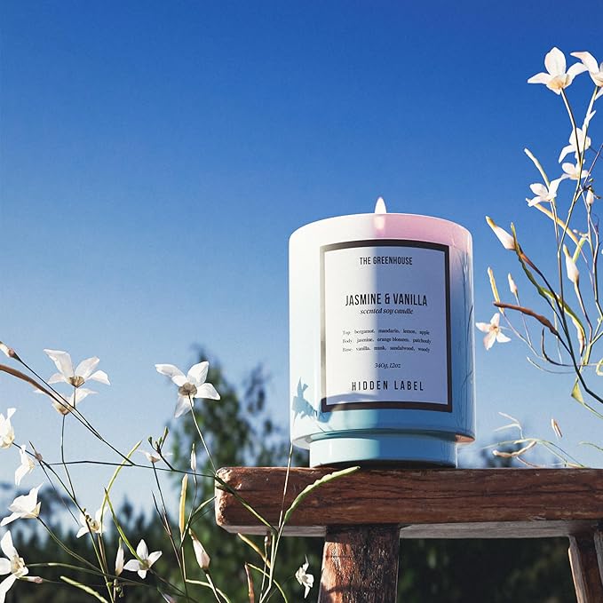 Jasmine Vanilla Scented Candle, 12oz Natural Soy Wax, 75Hours Burn Time,Clean Burn, Non Toxic, Aromatherapy Candles for Home, Stress Relief, Meditation, Yoga & Relaxation,Gifts for Women