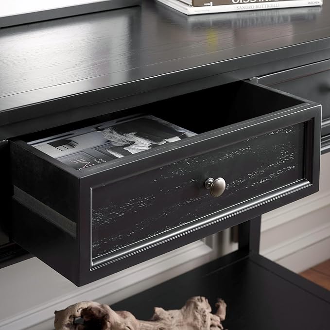 SAFAVIEH Home Collection Manelin Black/Antique Gold 3-Drawer Console Table for Living Room Foyer Bedroom Hallway Entryway Office