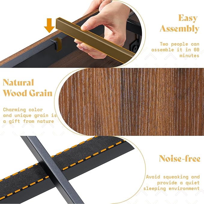 AMERLIFE Full Size Farmhouse Bed Frame with 4 Drawers, Wooden Storage Bed Frame with Headboard and Heavy Duty Metal Slats, Noisy Free, Easy Assemble, Rusric Brown