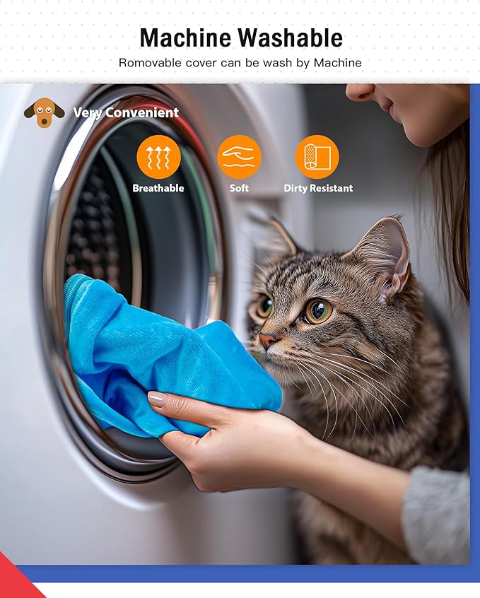 Outdoor Pet Heating Pad for Dog & Cat, Multi-Size Waterproof Heated Cat Dog Bed for Outside, Pet Heater Warmer Mat Blanket with Chew Resistant Cord for Senior Dog Cat House Whelping Box,Blue,24" x 36"