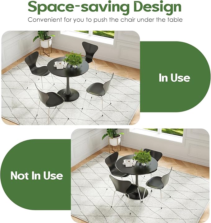 Stary 31.5" Small Round Dining Tulip Table Seats Up to 2-4 People,Wood Tabletop with Metal Pedestal Base