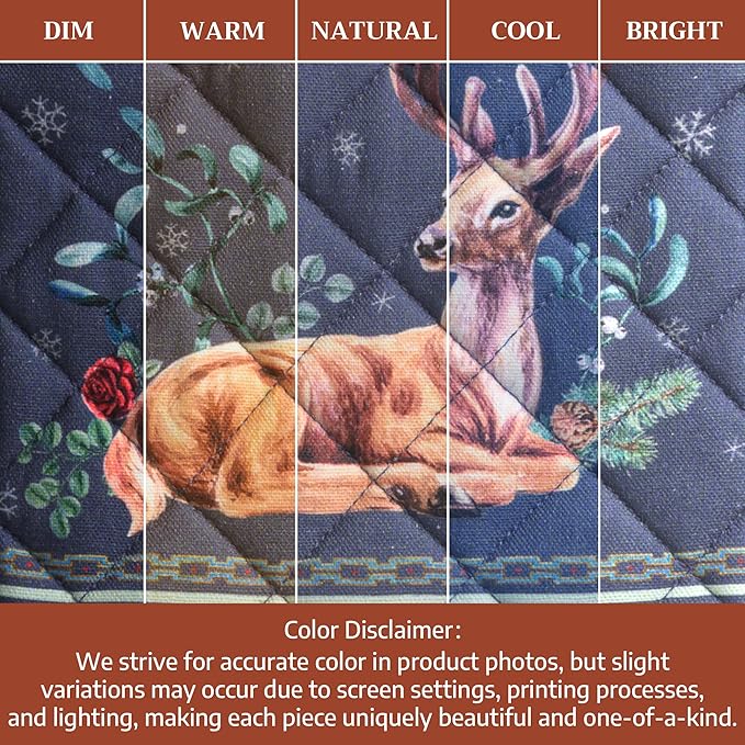 Maison d' Hermine Pot Holders 100% Cotton Heat Resistant Potholders 8" x 8" Hot Pads with Loop for Thanksgiving Christmas Decorations BBQ Cooking Baking Handling Hot Pans (Pack of 1, Christmas Joy)