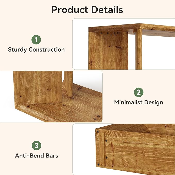 2-Tier Solid Wood Console Table for Living Room, 55" Farmhouse Entryway Table Indoor for Foyer, Hallway (Brown)