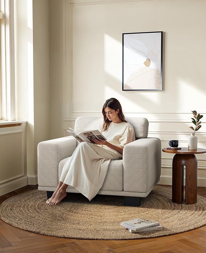 Amada 40" Oversized Accent Sofa Chair, Modern Armchair with Deep Seat, Comfy Upholstered Large Reading Chair with Removable Washable Covers for Living Room & Bedroom Office