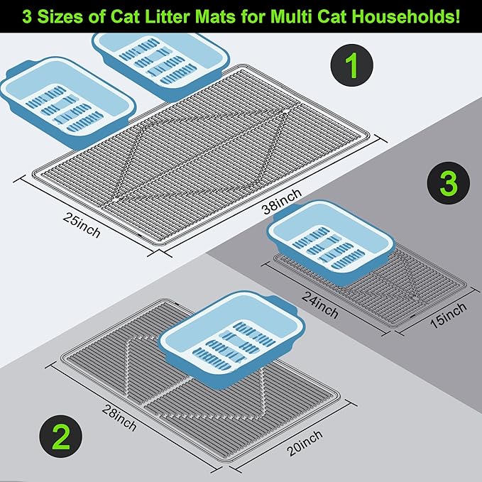 Mofason Rubber Large Cat Litter Mat - Kitty Litter Box mat - Silicone Litter Trapping Catcher Mat - Cat Supplies & Accessories for Indoor Cats (28" x 20") - Black