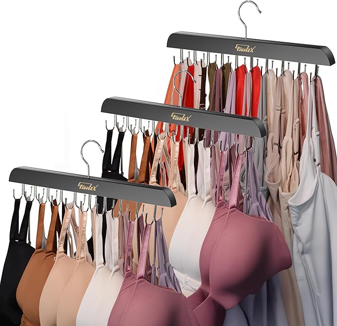 3 Pack Tank Top Hangers Space Saving, Bra Hangers for Closet Organizer, Bra Organizer for Closet, Space Saving Organizers and Storage for Dorm & Apartment for Tankto (Black)