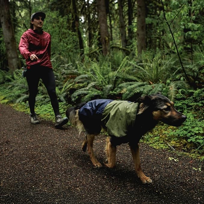 Ruffwear, Sun Shower Dog Raincoat Coverall, Waterproof & Windproof All-Weather Jacket with Full Coverage & Leg Straps, Lightweight & Reflective Dog Gear, Midnight Blue, X-Small