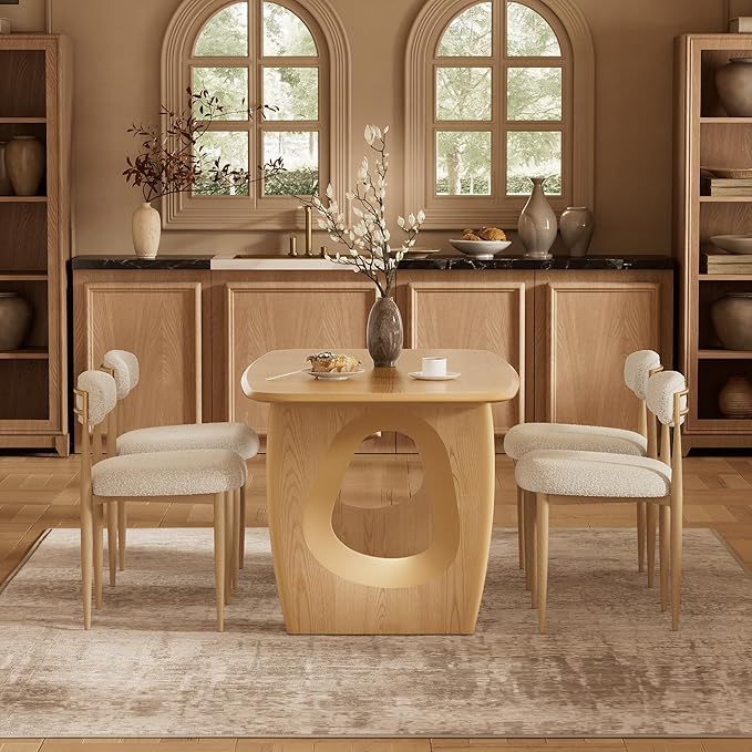 Morden Fort Modern Dining Table for 4-6 People,68'' Rectangle Dining Table, Kitchen Table with Pedestal Base, Dinner Table for Dining Room, Kitchen, Living Room (Natural)