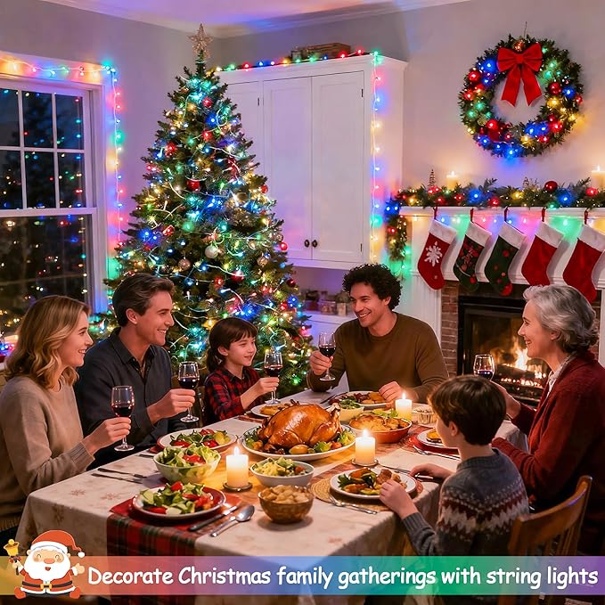 JMEXSUSS Multicolor Christmas Tree Lights Outdoor Indoor Clear Wire, 200 LED Christmas Lights 66ft Colorful String Lights Plug in for Bedroom Tree Room Party Xmas Decorations