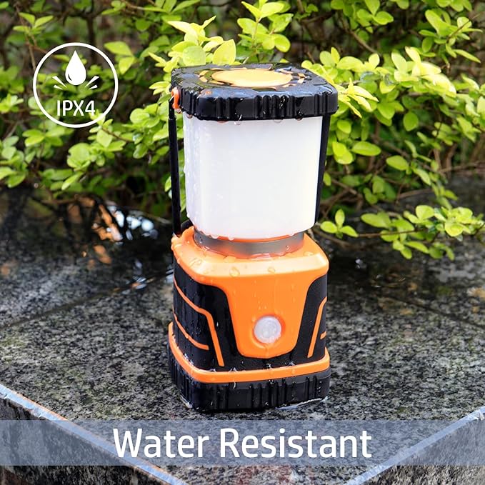 LED Camping lamp Super Bright 1500 lumens 4 Light Modes Dimmable searchlight Battery-Powered Emergency lamp Suitable for Night Hiking Tent Lighting Emergencies Power outages (Orange)