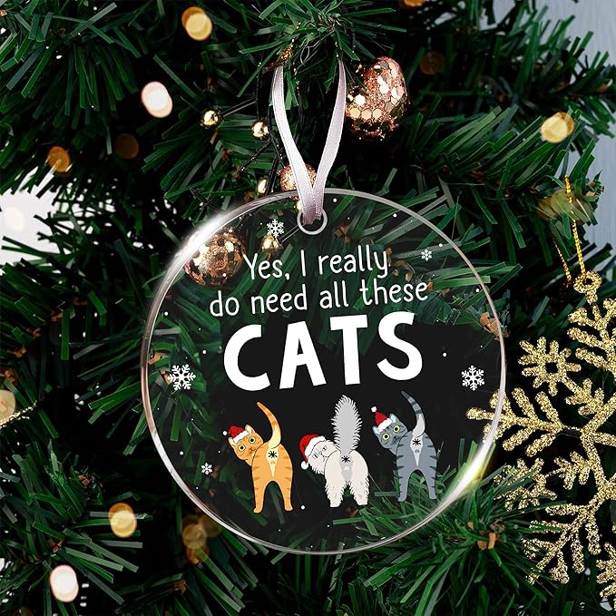 Cat Ornament for Christmas Tree Decorations Starring Cats for 2025, Funny Ornaments Ideal for Kitty Lovers, Unique, Perfect for Sprucing Up Christmas Festivities