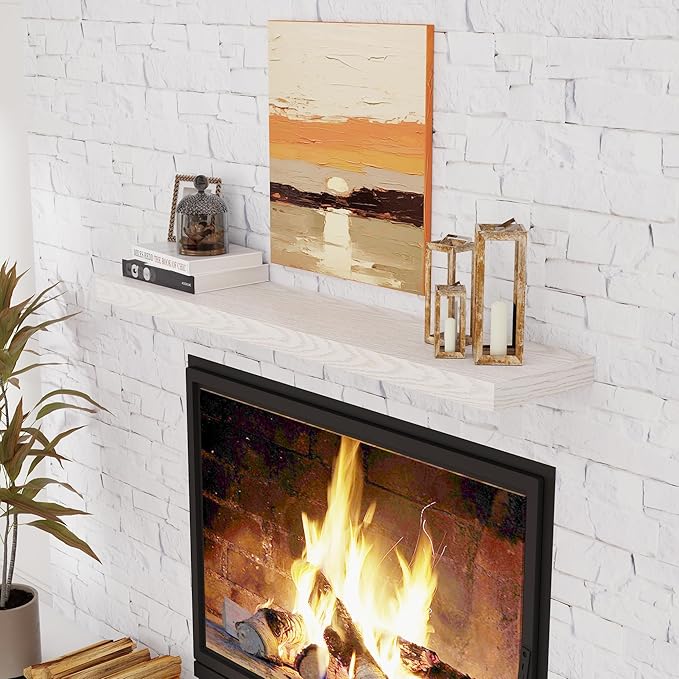 Fun Memories Farmhouse Floating Shelves for Wall, 48 x 9.3 Large Floating Shelf Wall Mounted, Rustic Wood Shelves for Bathroom, Kitchen, Living, Heavy-Duty Storage Deep Shelf for Books, Decor, Brich