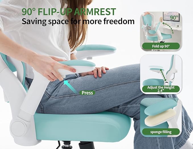 Office Chair - Ergonomic Office Chair with Back Support, Ergonomic Computer Chair - Home Office Desk Chairs, 400lbs Wide Seat Big and Tall Office Chairs with Headrest, Comfy Desk Chairs(Blue)