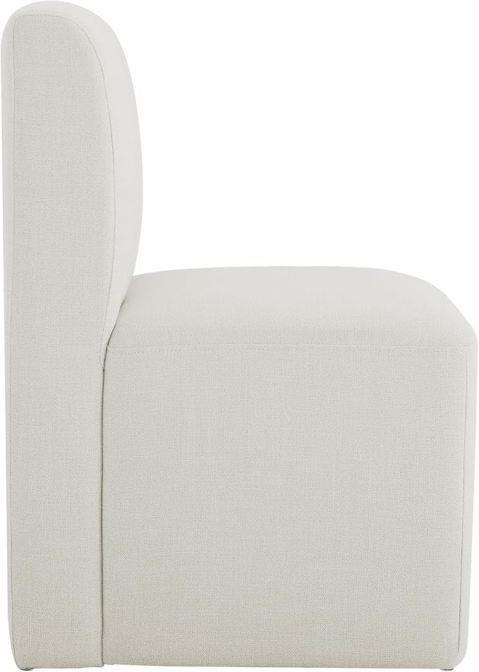 CHITA Dining Chairs with Casters Set of 2, FSC Certified Upholstered Armless Modern Rolling Dining Chairs with Rollers for Bedroom Reading Room Living Room, Linen