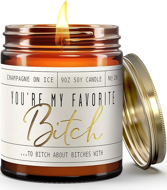 Best Friend Gifts for Women, Funny Friendship Gifts for Women Friends-'You're my Favorite!' Soy Candle, w/Champagne on Ice I Coworker, Bestie, BFF Birthday I USA Made