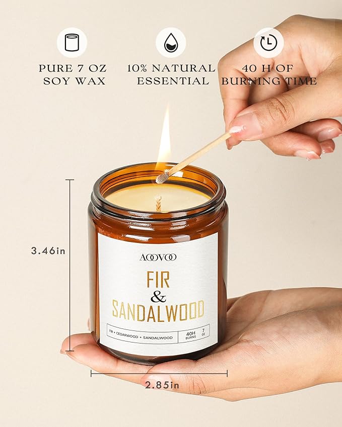 AOOVOO Candles Set - 6PC Scented Candles, Soy Candle, Aromatherapy Candle, Soy Wax Candle, Candle for Home Scented, Balsam/Fir/Firseide/Cocoa/Vanilla Cake/Cookies