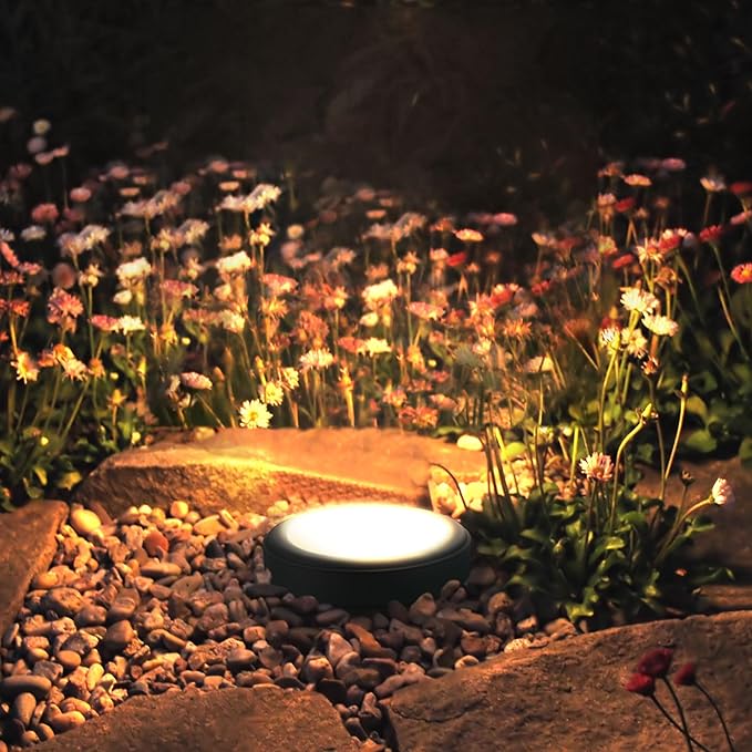 5 Inch LED Low Voltage Under Ground Lighting, 6.5W In Ground Well Light with Grated Top, 12V 3000K Warm White Waterproof Outdoor Lights for Garden Fence Pathway Deck Driveway Walkway, 4 Pack