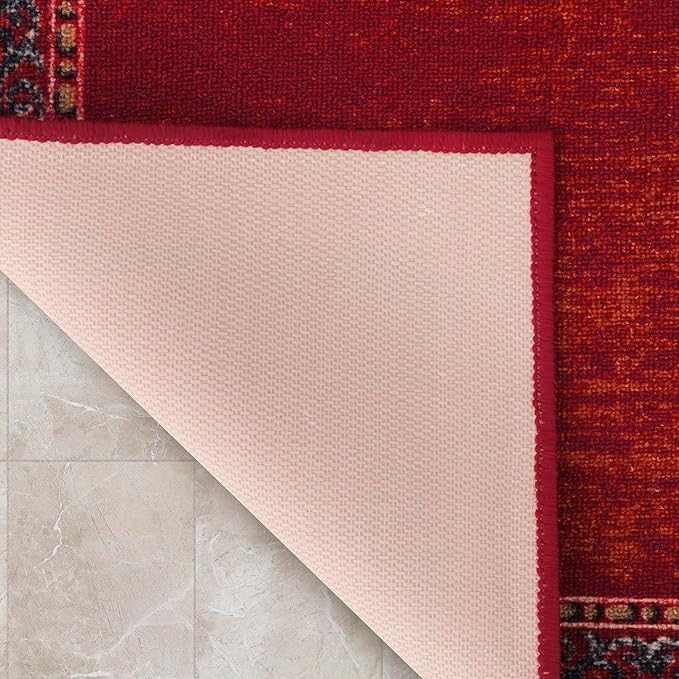 Antep Rugs Alfombras Bordered Modern 2x7 Non-Slip (Non-Skid) Low Pile Rubber Backing Indoor Area Runner Rug (Maroon Red, 2' x 7')